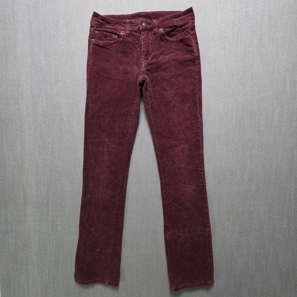 Patagonia Corduroy Pants Women Size 25 Burgundy Organic Cotton Slim Straight Leg